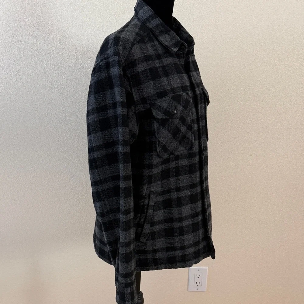 Men’s Theory Black & Gray Plaid Wool Jacket Shirt - Picture 2 of 14